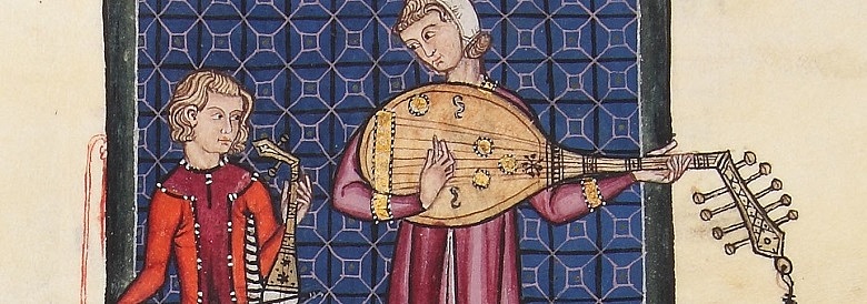 Illustration aus den Cantigas de Santa María, Codex of the musicians, B-I-2 162R lute rebab