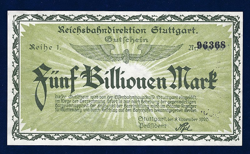 Banknote 5 Billionen Reichsmark