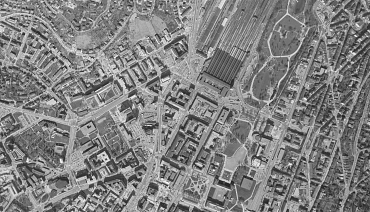 Luftbild 1968 Ausschnitt Hauptbahnhof Stuttgart