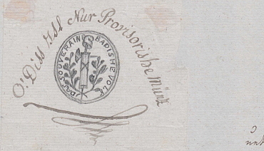 Zeichnung des Siegelabdrucks DAS SOUVERAINE BADISCHE VOLK, 1799 <br> GLA Karlsruhe 74, Nr. 6291