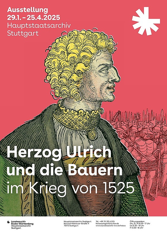 Plakat zur Ausstellung Herzog Ulrich und die Bauern im Krieg von 1525